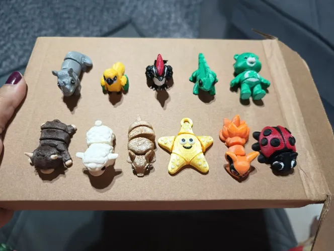 Kit com 11 mini animais articulados 3d