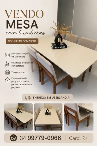 Vendo mesa com 6 cadeiras 