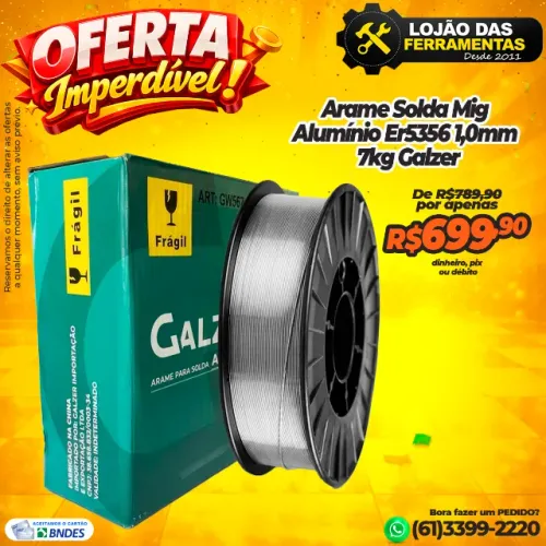 Arame Solda Mig Alumínio Er5356 1,0mm 7kg Galzer