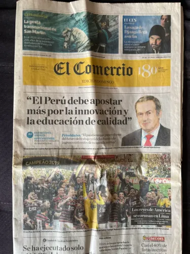 Jornal El Comercio Peru - Flamengo Campeão Libertadores 