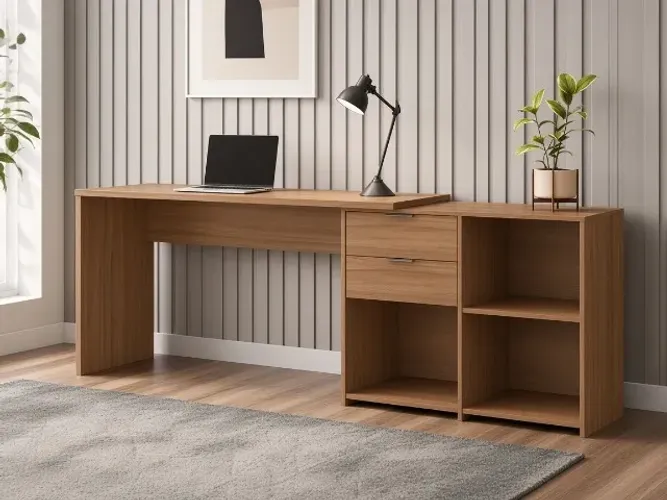 Mesa Office 2060 2 Gavetas 2,00m Freijó (NOVO A PRONTA ENTREGA)