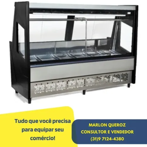 Balcão de Carnes Vidro Reto Preto 2M Polar