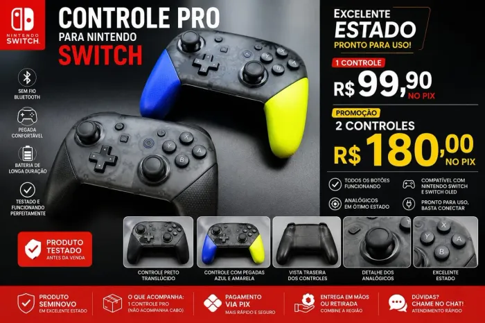 Controle Pro para Nintendo Switch/Switch OLED | Bluetooth | Excelente Estado