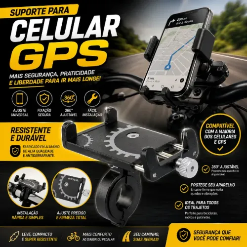 Suporte Para Celular GPS Bike Bicicleta E Moto Em Aluminio
