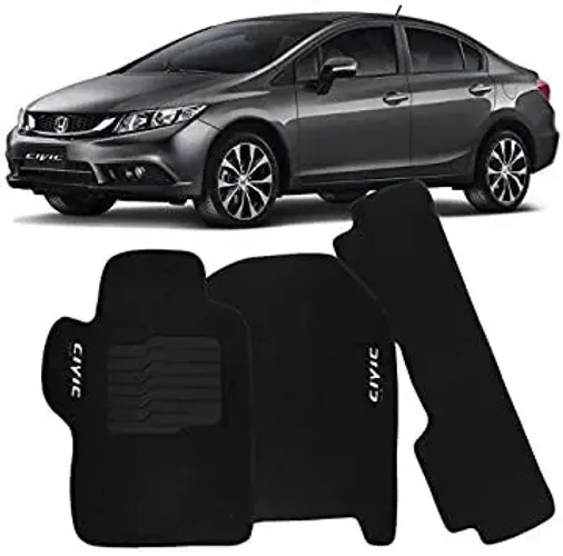 Jogo Tapete Carpete New Civic 2011 à 2013 Com Logo Marca Bordada