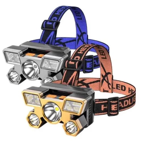 Lanterna Holofote De Cabeça 5 LED Super Brilhante À Prova D 'Água USB Recarregável