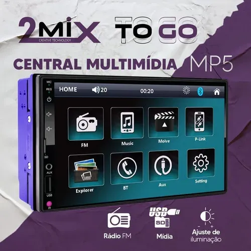 Central Multimídia Mp5 To Go Tela 7 Pol. Espelha Android Bt