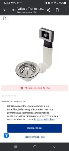 Valvula pia 41/2" com ladrão $ 40,00