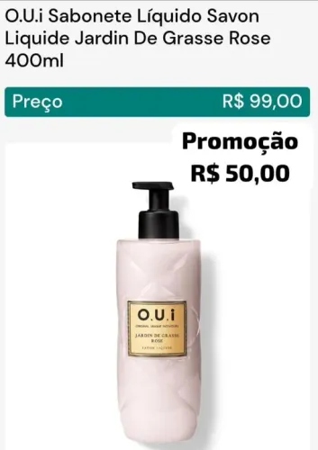 Sabonete oui com 50% de desconto