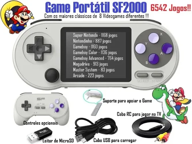 Super Nintendo Portátil SF2000 + Brindes Megadrive Gameboy