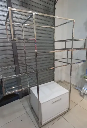 Expositor Prateleira Inox Cromado 1,80mx2,00m Vitrine