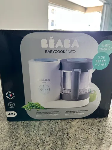 NOVO Béaba Babycook Neo Processador de Alimentos Cozimento a Vapor Cinza/branco