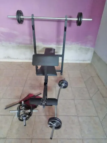 VENDO Banco De Supino Polimet + barra reta + barra w + 2 alteres + 40 quilos em anilhas
