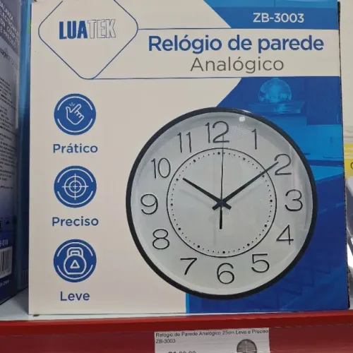 Relógio de Parede Analógico Redondo 25cm Preciso