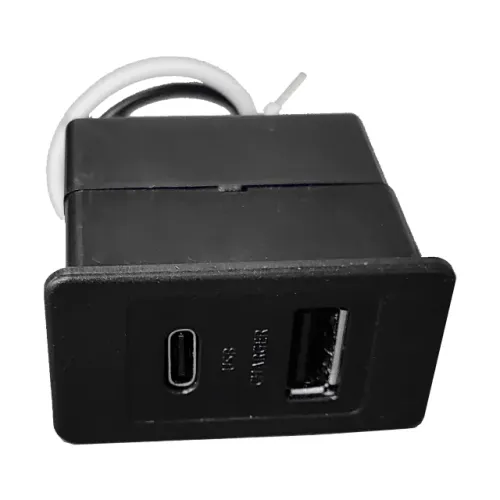 Conector Usb de Embutir + Tipo C de Embutir em Móveis - Estofados Painel Case Bivolt Preto