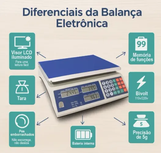 Balança Digital Eletrônica Comercial 40kg Precisão Mercado