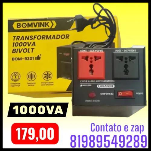 Transformador Bomvink 1000VA Bivolt BOM-9301
