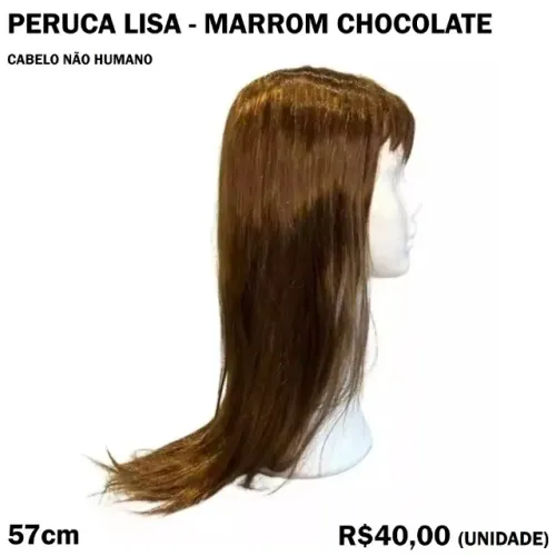 Peruca Longa Marrom Chocolate Festa
