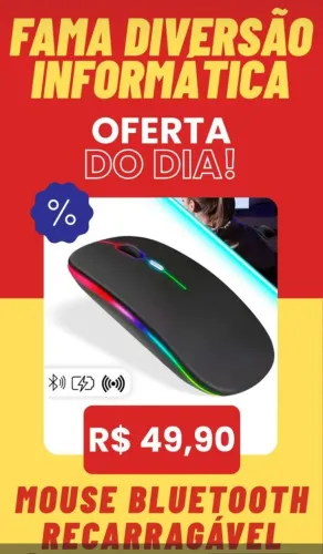 Mouse sem Fio com led não precisa de pilha