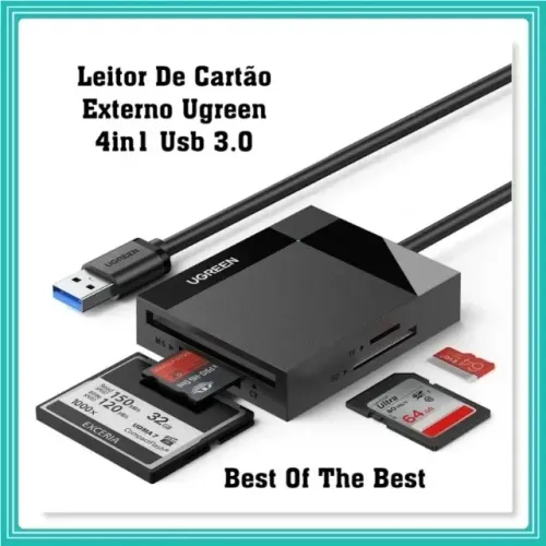 Ugreen Adaptador Leitor Cartão 4×1 Usb 3.0 Microsd Cf Sd Tf Ms 5gbps