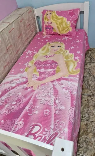 Jogo de Cama de solteiro Barbie Princesa (colcha + fronha)