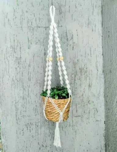 Suporte de macrame para vaso de plantas
