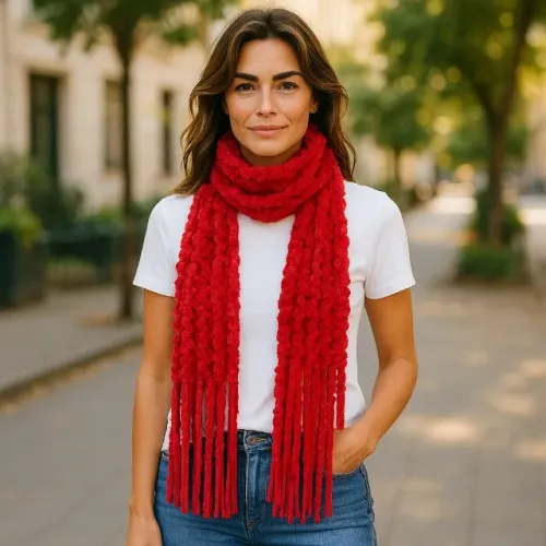 cachecol vermelho estiloso inverno outono frio