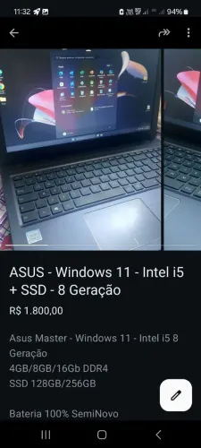 Notebook Asus Master i5 8ª Geração - Windows 11 - 256GB