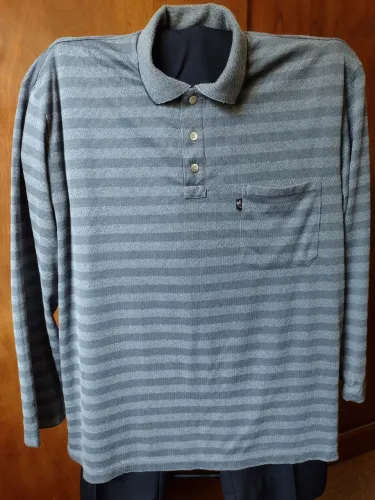 Camisa Polo Manga Longa Listrada Cinza