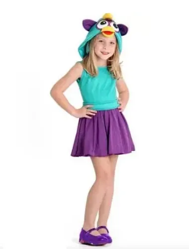 Fantasia Infantil Furby verde e roxo
