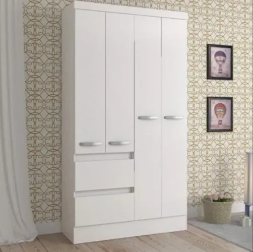 Guarda-Roupa Solteiro 4 Portas 2 Gavetas DIVIDIMOS EM ATÉ 10X SEM JUROS