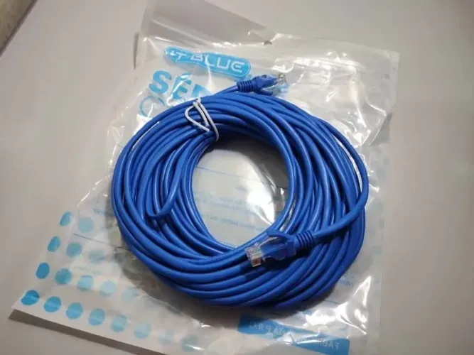 Cabo de Rede Internet RJ45 25 Metros - Cat5 Azul Montado