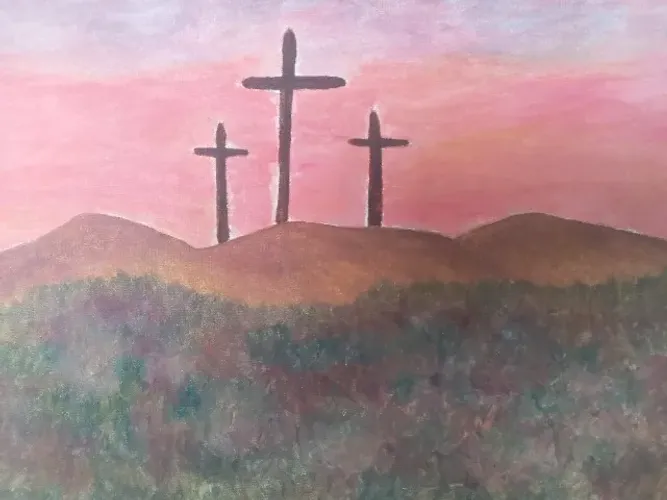 Tela pintura a óleo Monte Calvário
