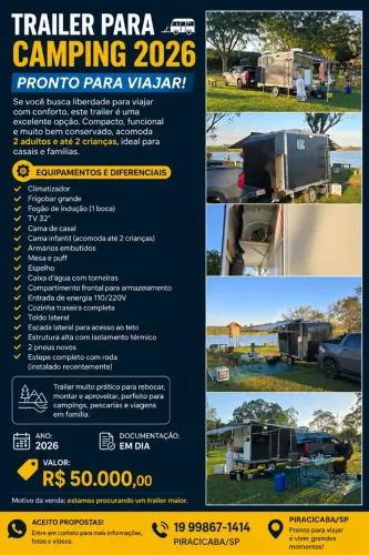 ? Trailer Camping 2026 Completo | TV | Frigobar | Toldo | Pronto para Viajar