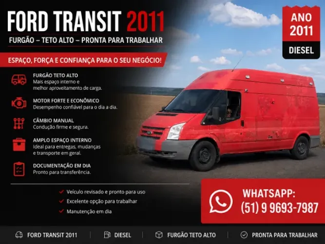 Ford Transit Furgão 3550 2.4 Tdci Longo Dies. 2011
