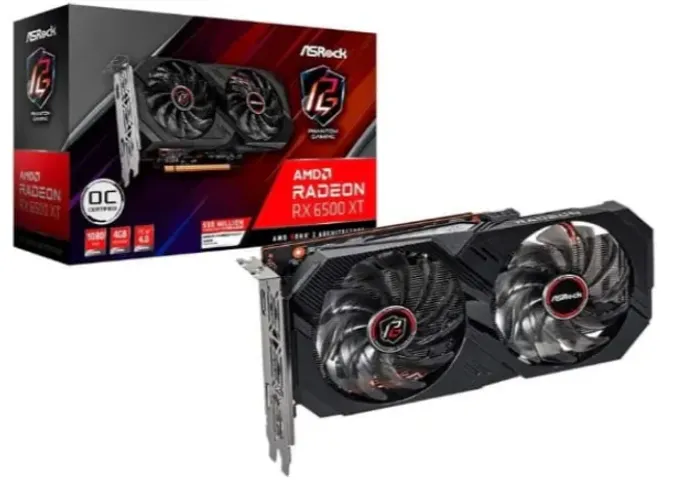 Placa De Vídeo Rx 6500 Xt Gaming D Oc Asrock Radeon Phantom , 4GB, GDDR6, 64 Bit, Dual Fan