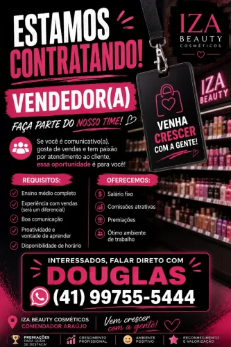 Vaga pra Vendedora (o)