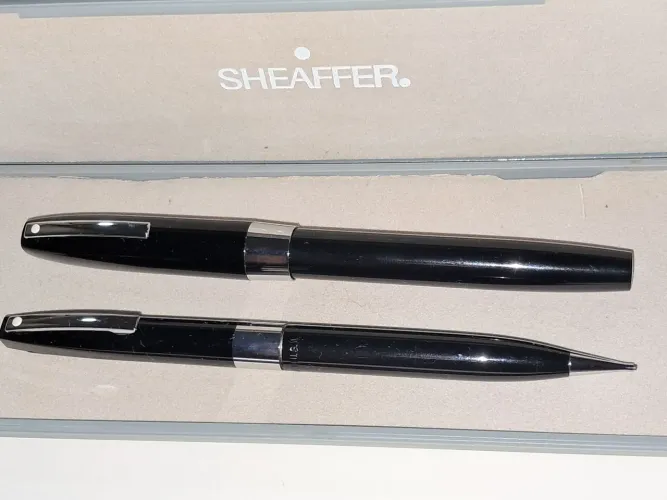 Conjunto Sheaffer Caneta tinteiro c/bombinha sucção + lapiseira anos 80 nunca usada