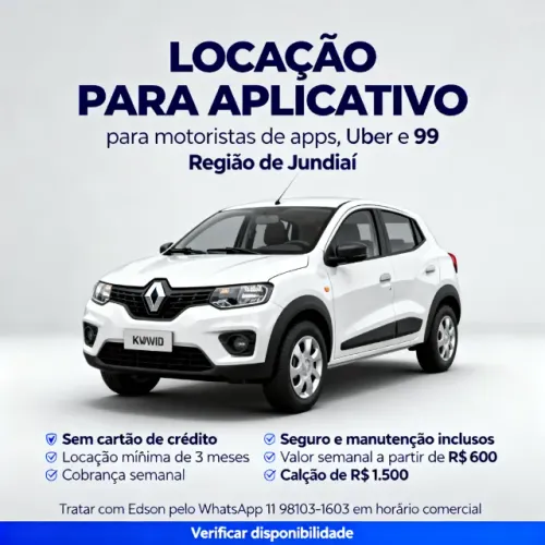 Locação de carro para motorista de APP