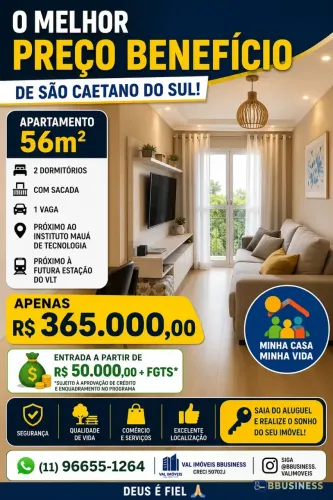 Apartamento à Venda com 2 quartos - Mauá, São Caetano do Sul, SP