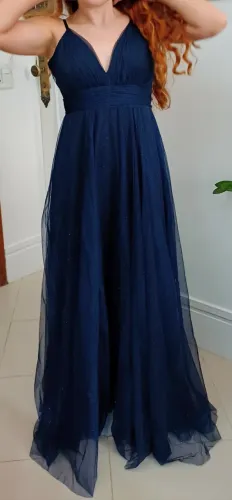Vestido de Formatura Azul Estrelado - Longo de Festa Luxo