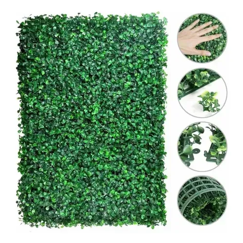 PLACA DE GRAMA SINTETICA DECORATIVA 60X40 VERDE