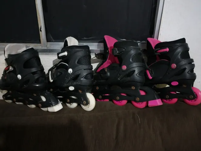 PATINS BRINK + ( 2 pares: rosa com preto e branco com preto)