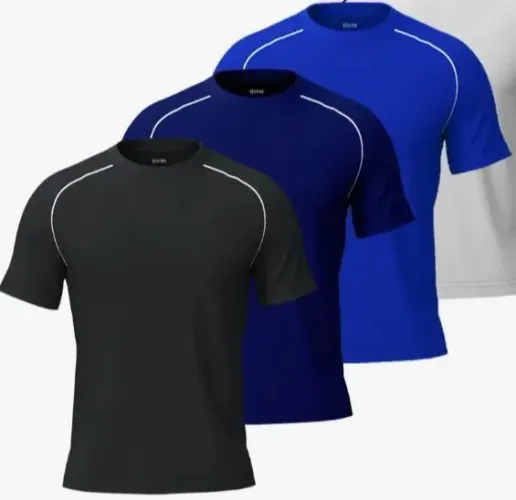 Combo com 3 camisas Dryfit com manga raglan+ Chinelo modelo Cartago.
