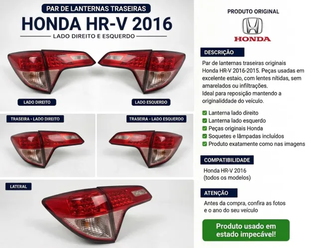 Par lanternas traseiras Hrv 2015-2017