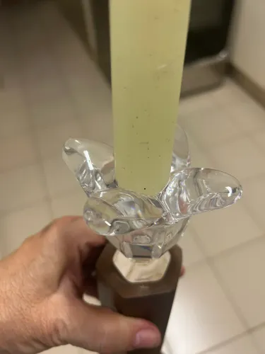 Castiçal madeira e Cristal