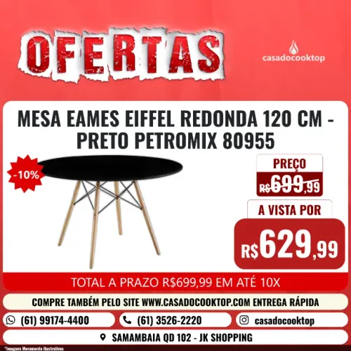MESA EAMES EIFFEL REDONDA 120 CM - PRETO PETROMIX 80955