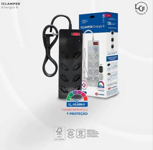 iCLAMPER 8 Tomadas Lacrado + NF + Garantia