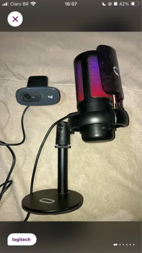 microfone gamer usb + webcam logitech