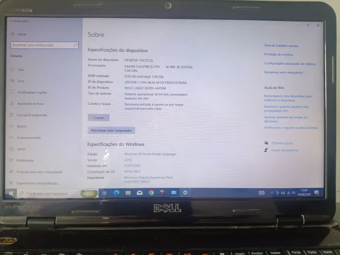 Vendo Notebook Dell Inspiron N5010 15 polegadas.